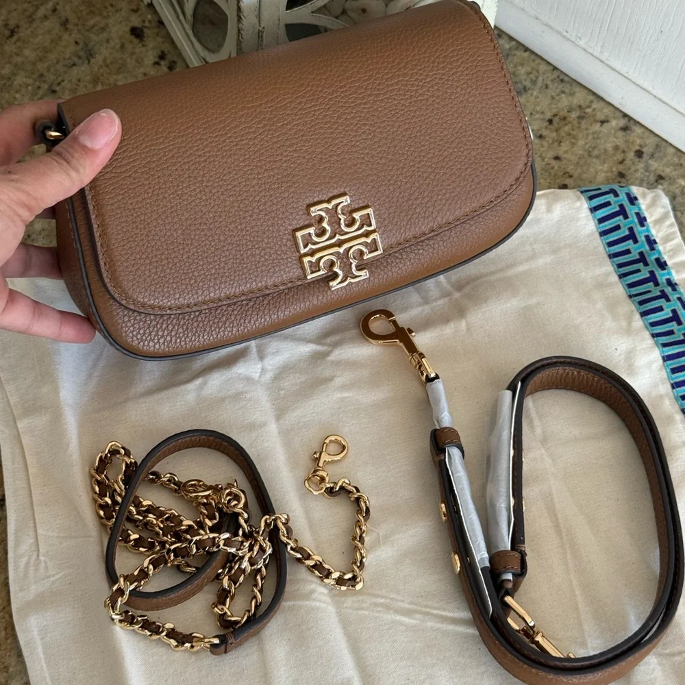Tory Burch BRITTEN CONVERTIBLE CROSSBODY Leather Shoulder in moose color
